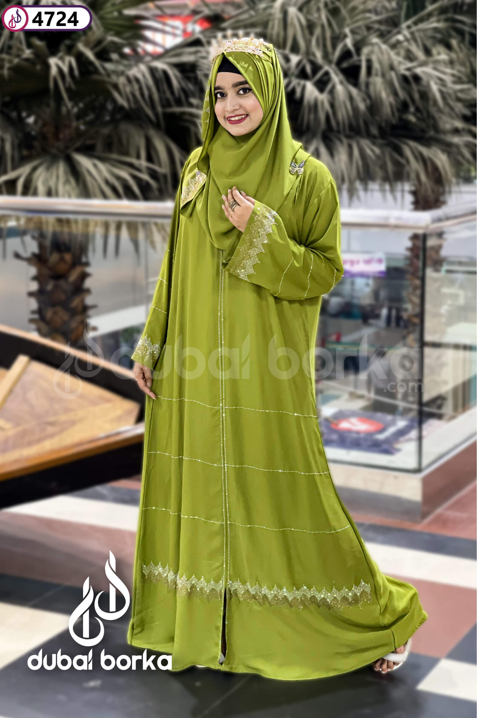 Jhilmil Borka Vol-4, a stoned design abaya with a free hijab