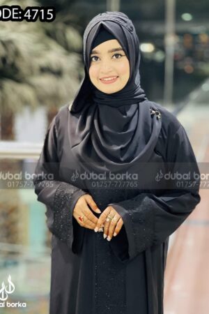 Nadiya Embroidery Borka Black With Hijab