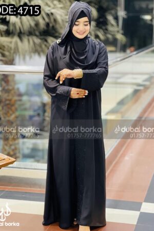 Nadiya Embroidery Borka Black With Hijab