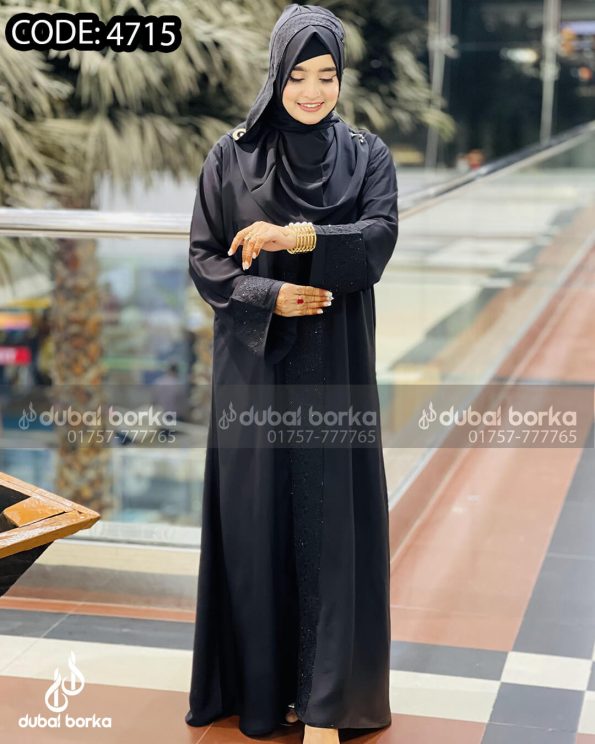 Nadiya Embroidery Borka Black With Hijab