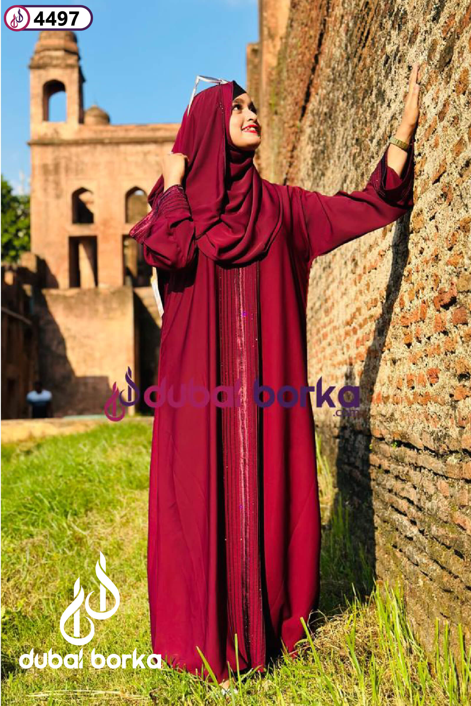 Inaya Borka Maroon With Hijab