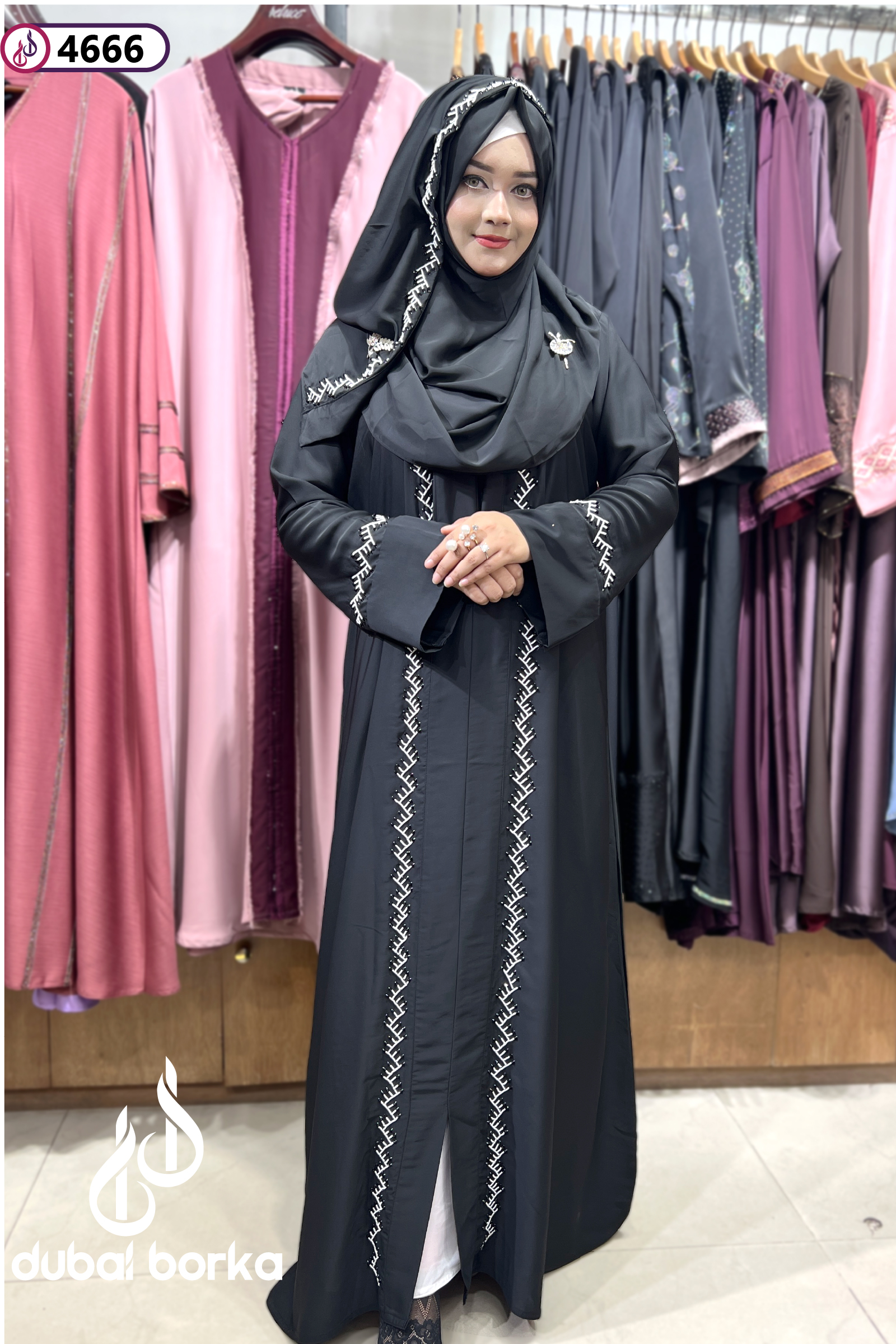 Dubai Karchupi Borka Black With Hijab