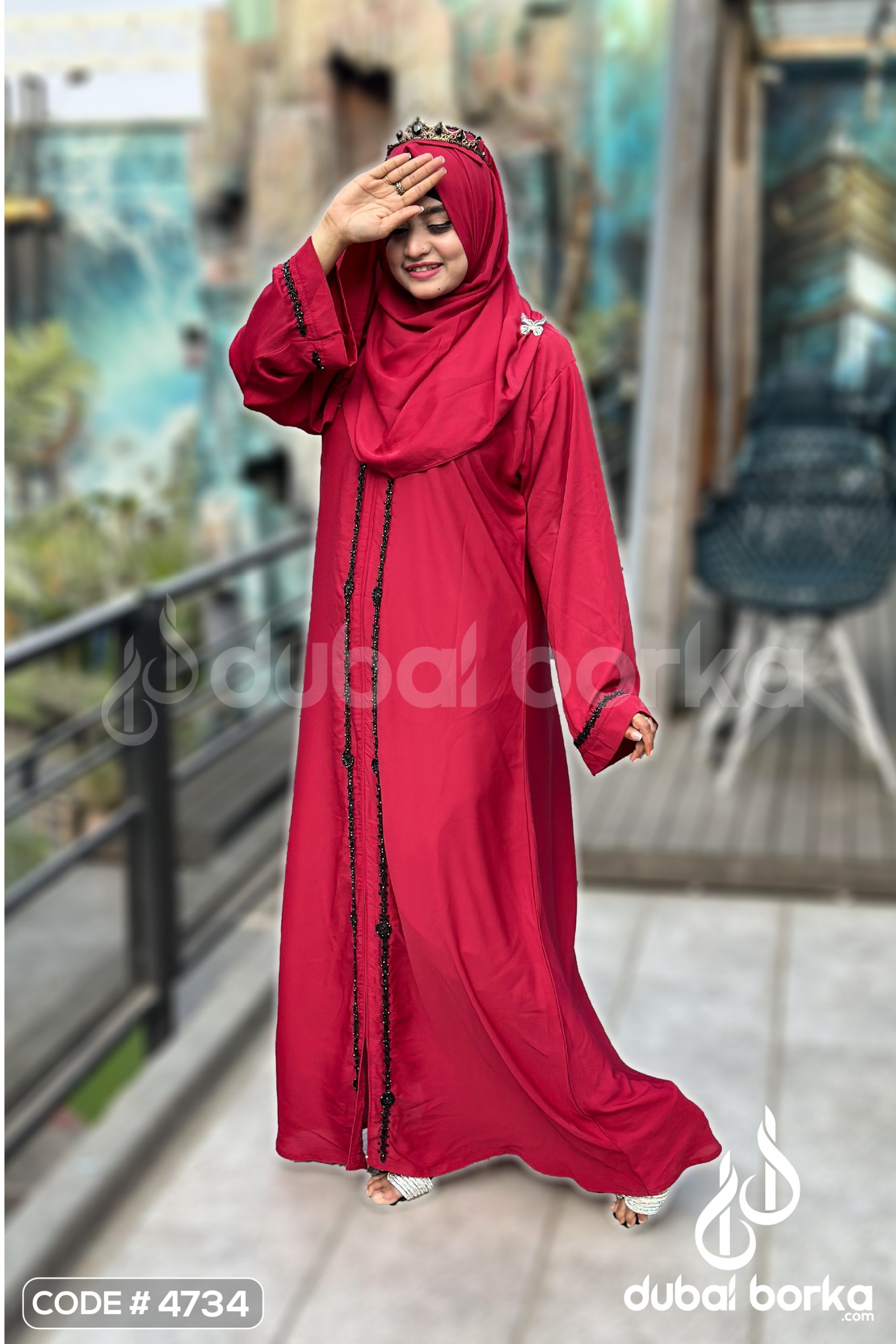 Chain Karchupi Borka Maroon With Hijab