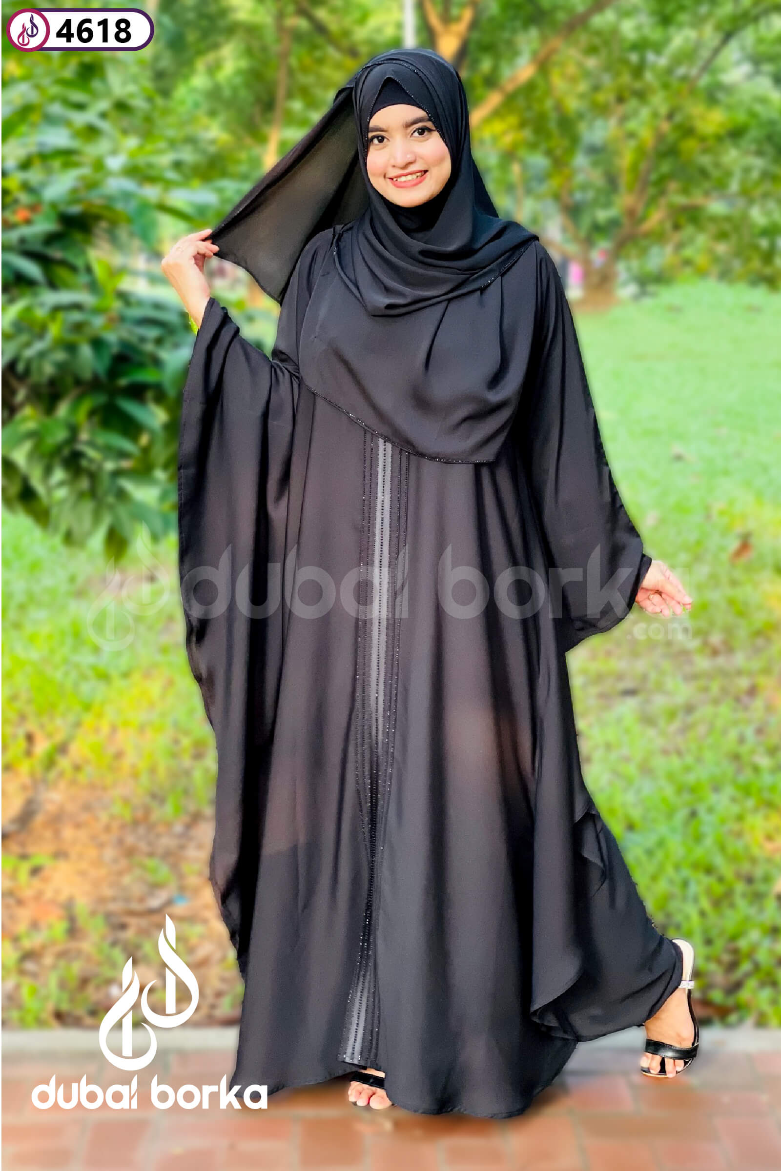 Elegant Inaya Abaya with Premium Cherry Black
