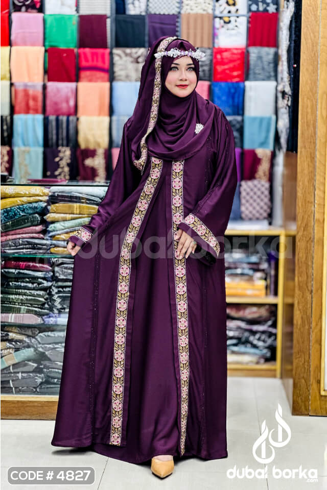 Marzana Embroidered Koti Borka with Hijab