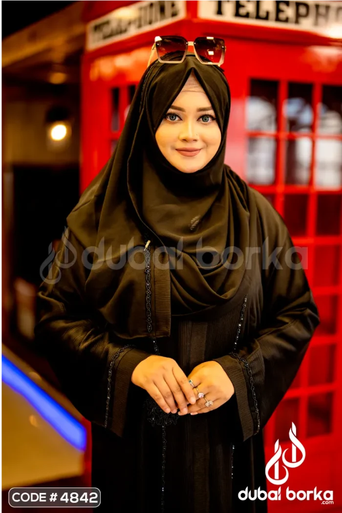 Elegant Handcrafted Karchupi Borka – Premium Zoom Fabric with Hijab - Image 6