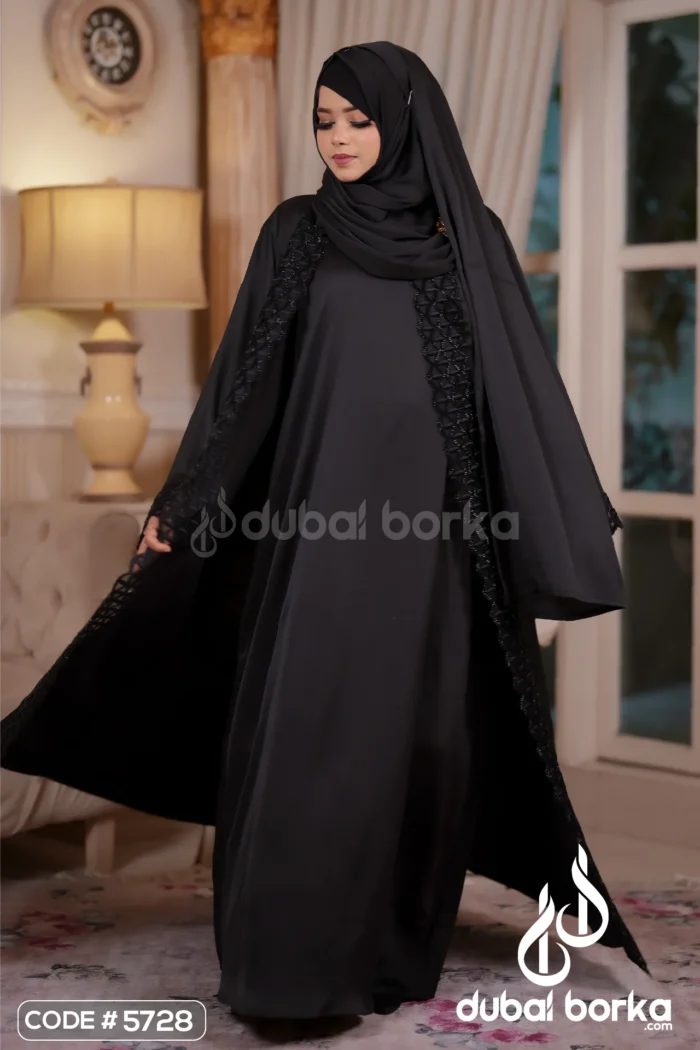 Mahareen Extra-Koti Borka – Premium Zafran Karchupi Lace Work - Image 4