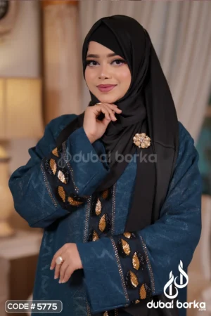 Gul-e-Noor Borka – Premium Jacquard with Karchupi Lace Work (With Hijab)