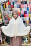 White Full Coverage Winter Poncho with Faux Fur