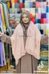 Light Pink Winter Poncho Faux Fur Collar