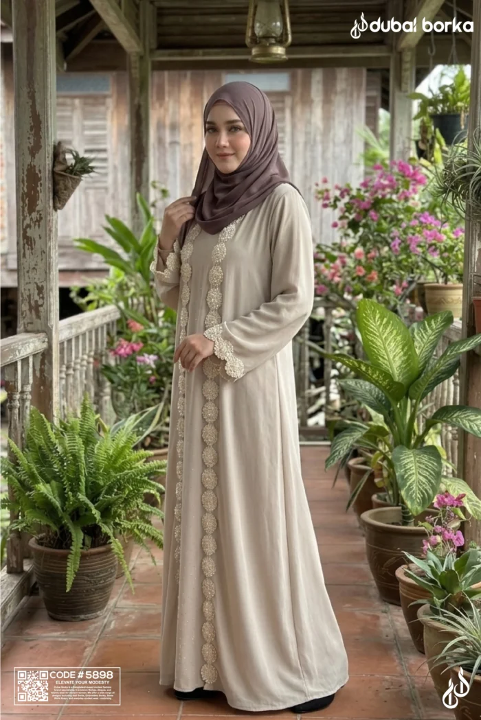 Floral Attach-Koti Borka with Hijab - Image 2