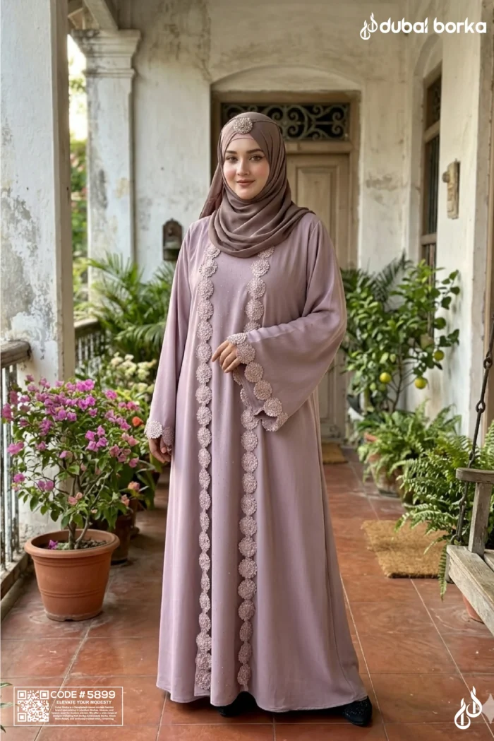 Floral Attach-Koti Borka with Hijab - Image 5