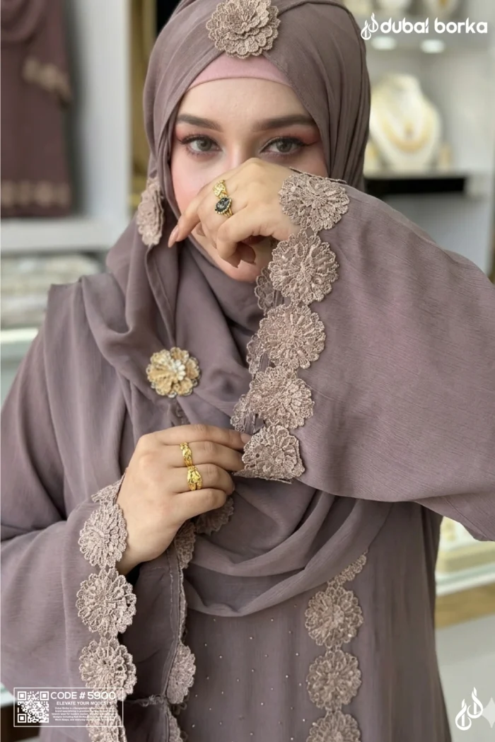 Floral Attach-Koti Borka with Hijab - Image 9