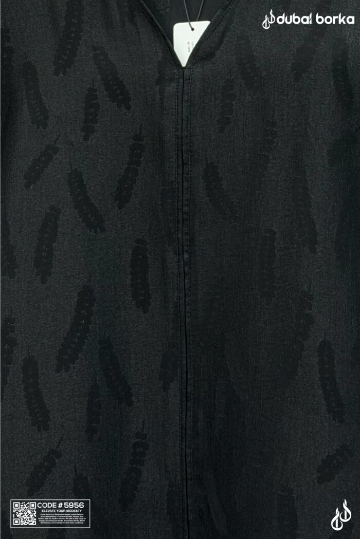 Leaf Print Jacquard Fabric Borka - Image 2